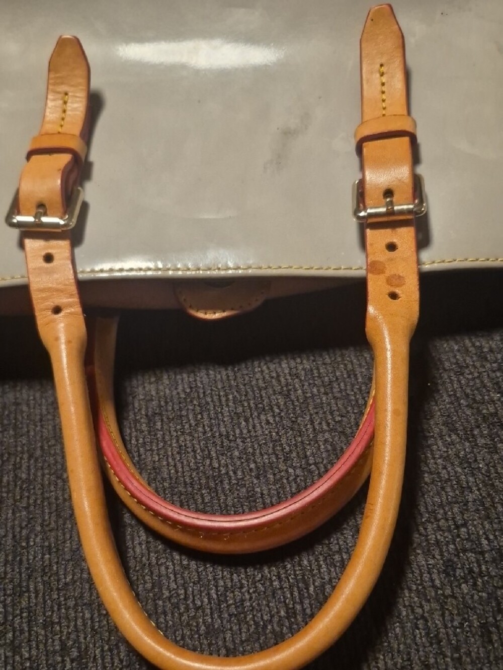 Dooney & Bourke Cream Satchel with Tan Trim and Handles - Picture 8 of 12